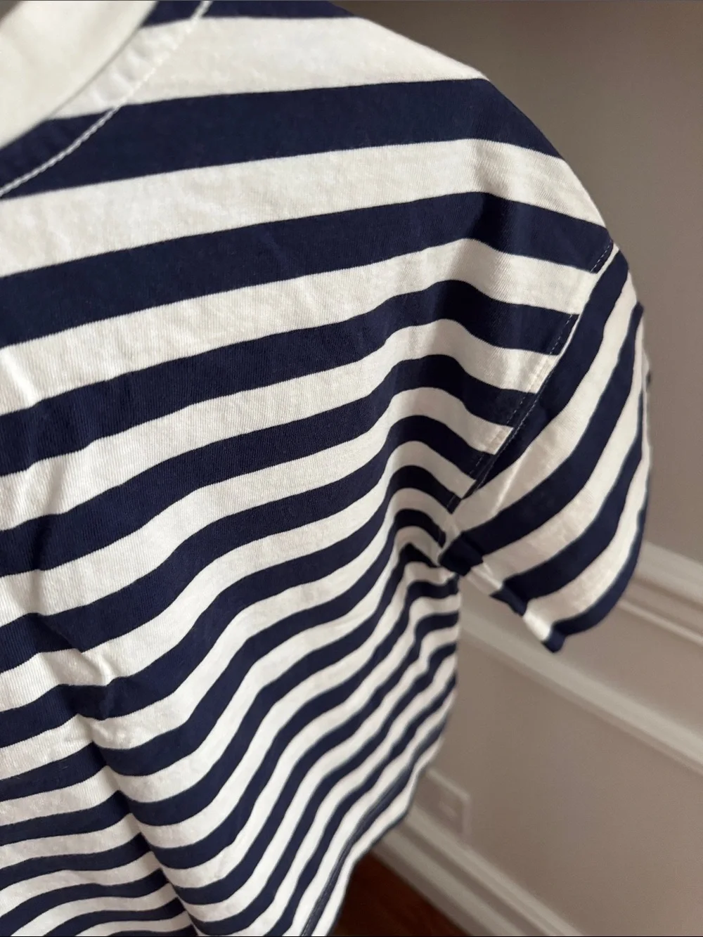 Old Navy Navy and White Striped Short Sleeve Kids Tee